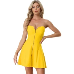 Allegra K Women's Zip Up Strapless Mini Bodycon Dresses -Allegra K GUEST 77c4af6a e099 4e0f 939d abd8208686cb