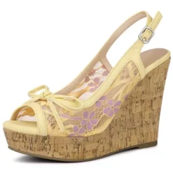 Allegra K Women's Wood Platform Heels Bow Lace Wedge Sandals -Allegra K GUEST 7807ffb4 6927 4dc7 9663 4d5bdc98eeca