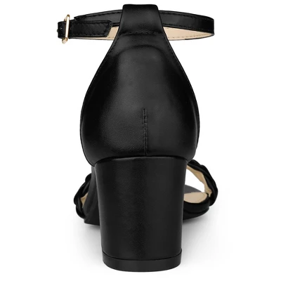 Allegra K Women's Chunky Heels Ankle Strap Braided Heel Sandals 2 Allegra K Women's Chunky Heels Ankle Strap Braided Heel Sandals - Image 2