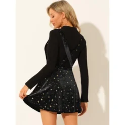 Allegra K Women's Velvet Star Printed Adjustable Strap High Waist Suspender Skirt -Allegra K GUEST 79e915f2 23e6 45fa a48f 5f1409725d69