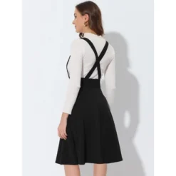 Allegra K Women's High Waist Solid Color Button Decor Flared Midi Suspender Skirt -Allegra K GUEST 7a44831b 76f7 4089 9f6c 74958f40e119