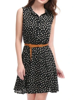 Allegra K Women's Floral Sleeveless Half Placket Above Knee Belted Summer Dress 6 Allegra K Women's Floral Sleeveless Half Placket Above Knee Belted Summer Dress - Image 6