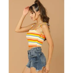 Allegra K Women's Tie Spaghetti Straps Sleeveless Summer Crop Cami Top -Allegra K GUEST 7c8d4adf 5352 4727 a6f3 5c924f38e01b