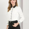 Allegra K Women's Vintage Button Down Contrast Peter Pan Collar Office Work Blouse