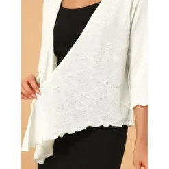 Allegra K Women's Open Front Self Tie Lightweight 3/4 Sleeve Shrug Cardigan -Allegra K GUEST 7cc8a4f8 0e96 4813 9c07 6ad123ce4b64