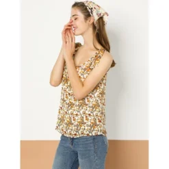 Allegra K Women's Sleeveless Casual Bow Tie Decor Strap Chiffon Floral Tank Tops -Allegra K GUEST 7dbd03bd cb4a 418f 9db4 bd7a6671b1d0