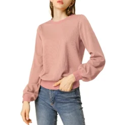 Allegra K Women's Warm Tops Lantern Sleeve Crew Neck Winter Ribbed Pullover Sweater -Allegra K GUEST 7eadd833 ea09 47b0 9c75 70ae9007deed