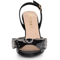 Allegra K Women's Slingback Rhinestone Open Toe Stiletto Heels Sandals