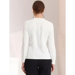 Allegra K Women's Ruffle Round Neck Top Long Sleeve Button Up Elegant Work Blouse -Allegra K GUEST 7ff3f136 fe6a 4b99 b2f4 af0bde88693f