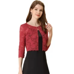 Allegra K Women's Elegant 3/4 Sleeve Sheer Floral Lace Cropped Bolero Shrugs -Allegra K GUEST 802413d2 d681 4058 a3c9 a82b7851476a