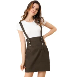 Allegra K Women's Button Decor High Waist Straight Braces Suspender Skirt -Allegra K GUEST 807d4626 866c 4182 8537 c2f1f63c0dd7