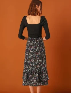 Allegra K Women's Chiffon Elastic Waist Ruffle Tiered Flowy Midi Printed Skirts -Allegra K GUEST 80b01841 dab9 4509 9f63 f730f7a586d2