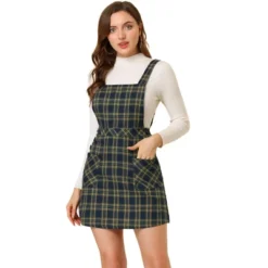 Allegra K Women's Plaid Tartan Button Decor A-Line Pinafore Overall Dress -Allegra K GUEST 80b6f373 51b4 4317 8ccf 0d61d4f55c99