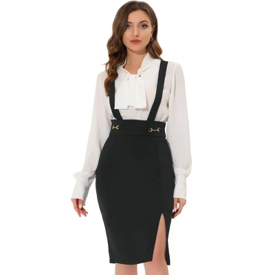 Allegra K Women's High Waist Split Adjustable Strap Suspender Pencil Skirts 6 Allegra K Women's High Waist Split Adjustable Strap Suspender Pencil Skirts - Image 6