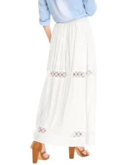 Allegra K Women's Lace Insert Vintage Swing A-Line Maxi Skirt With Elastic Waist -Allegra K GUEST 83eeea4e 888d 4808 87b6 6933204b61f4
