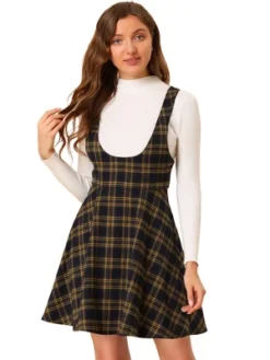Allegra K Women's Pinafore Overall Tartan Checks Braces A-line Suspender Skirt -Allegra K GUEST 8486b5ce 315a 4461 ade0 9f08f6b0d928