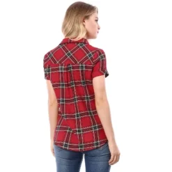 Allegra K Women's Point Collar Short Sleeve Button Down Plaid Shirt -Allegra K GUEST 848fcd54 7c73 46d9 8abf 23d7b1be251f