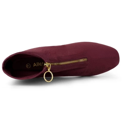 Allegra K Women's Front Zipper Chunky High Heel Ankle Boots 4 Allegra K Women's Front Zipper Chunky High Heel Ankle Boots - Image 4