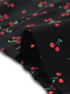 Allegra K Women's Short Sleeve Ruffle V Neck Cherry Printed Vintage Floral Summer Peasant Blouse -Allegra K GUEST 86a13140 8820 474b 9506 1470d63f2348