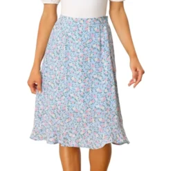 Allegra K Women's Floral Ruffle Elastic High Waist Button Flowy Split Midi Skirt -Allegra K GUEST 86d9f8df ce08 4d31 ba4b 2343312fabb5