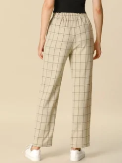 Allegra K Women's Plaid Elastic Waist Casual Work Office Long Trousers -Allegra K GUEST 873ec23a 88e2 4878 9d5e eddff9eccf7d