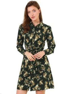 Allegra K Women's Lapel Button Down Belted Above Knee Vintage Polka Dots Floral Shirt Dress -Allegra K GUEST 876baf1f b7f8 48ac a259 9e577b7d03fb