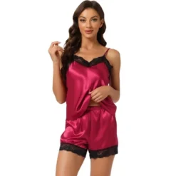 Allegra K Women's Satin Lace Trim Cami Tops With Shorts Lounge Pajama Set -Allegra K GUEST 880a89f3 8889 4219 817d a5054af79ae4