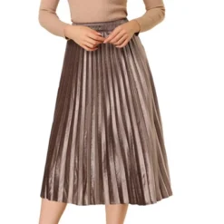 Allegra K Women's Accordion Swing Metallic Party Midi Pleated Skirt -Allegra K GUEST 88697ff0 ac23 451b ac21 8dc706374c47
