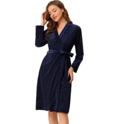 Allegra K Women's Velvet Bathrobe Soft Lounge Pajamas Sleepwear Tie Waist Flannel Robe -Allegra K GUEST 887191c7 93ba 4312 b462 cca3f3ca846f