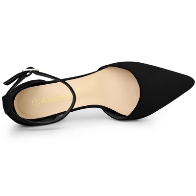 Allegra K Women's Ankle Strap Pointed Toe Block Heels Pumps 4 Allegra K Women's Ankle Strap Pointed Toe Block Heels Pumps - Image 4