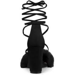 Allegra K Women's Faux Fur Lace Up Strappy Chunky Heels Sandals -Allegra K GUEST 88e69252 359e 40a0 b1ce 23109c54ef8d