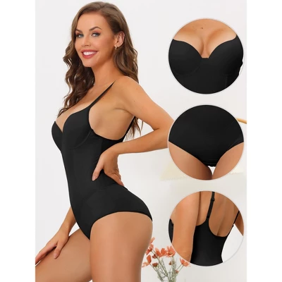 Allegra K Women's Adjustable Shoulder Strap Tummy Control Shaping Full Leotard 2 Allegra K Women's Adjustable Shoulder Strap Tummy Control Shaping Full Leotard - Image 2
