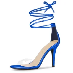 Allegra K Women's Clear Strap Stiletto Heel Lace Up Heels Sandals -Allegra K GUEST 897d6a63 48f2 4d9e a6fe 0944d26a10db