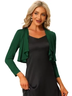 Allegra K Women's Elegant Open Front Drape 3/4 Sleeve Crop Bolero Shrug -Allegra K GUEST 897e76ec 9995 4116 a849 af12b325d2fa