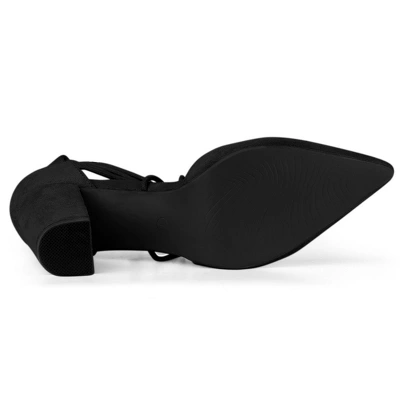 Allegra K Women's Pointed Toe Chunky Heels Lace Up Sandals Pumps 5 Allegra K Women's Pointed Toe Chunky Heels Lace Up Sandals Pumps - Image 5