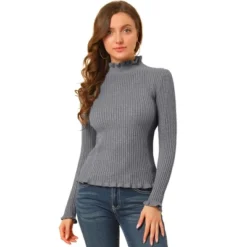 Allegra K Women's Classic-fit Lightweight Long Sleeves Ruffle Mock Neck Sweater -Allegra K GUEST 8a069b10 06c8 41f0 a97d d5903e7703a7