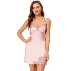 Allegra K Women's Satin V-Neck Lace Cami Mini Pajama Dress -Allegra K GUEST 8a1818ec 6b21 476f 9819 1e8d5e85fadf