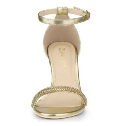 Allegra K Women's Stiletto Heels Rhinestone Ankle Strap Sandals