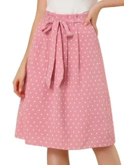 Allegra K Women's Belted Elastic High Waist Vintage A-Line Midi Skirt -Allegra K GUEST 8ac937ae ef4b 45ba b9fa 40d45a581277