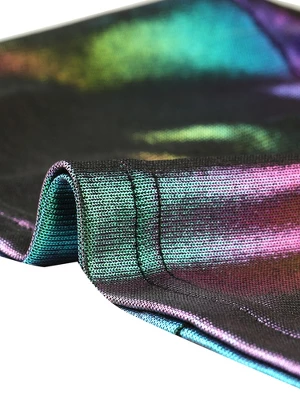 Allegra K Women's Metallic Mock Neck Zip-Up Shiny Holographic Crop Tank Top 4 Allegra K Women's Metallic Mock Neck Zip-Up Shiny Holographic Crop Tank Top - Image 4