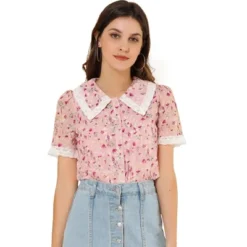 Allegra K Women's Peter Pan Collar Lace Embroidered Casual Floral Shirt Blouse -Allegra K GUEST 8b1aad08 d306 4d0e b75f 70f7c09b1399