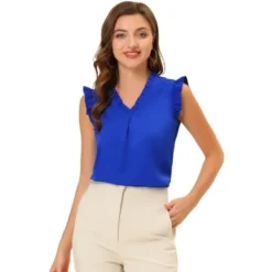 Allegra K Women's Ruffled Sleeveless Work Business Vintage Blouses -Allegra K GUEST 8b1e1229 522a 43e6 81e4 db51ae088b69