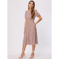 Allegra K Women's Floral Round Neck Ruffle Sleeve Button Down Midi Shirt Dress -Allegra K GUEST 8b6f7ce4 123f 4e81 a0aa 41734ebf5cf8