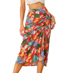 Allegra K Women's Summer Beach Ruched Front Tropical Skirt With Slit -Allegra K GUEST 8bf92fa7 b82c 4610 8b9f 7a8b40244a63