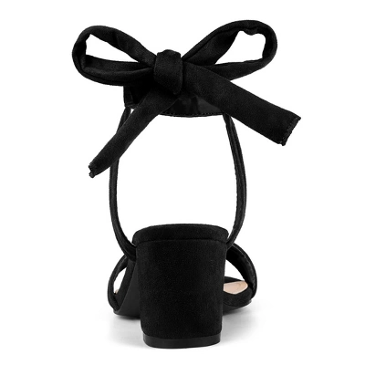 Allegra K Women's Open Toe Ankle Tie Back Block Heels Sandals 2 Allegra K Women's Open Toe Ankle Tie Back Block Heels Sandals - Image 2