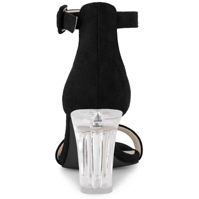 Allegra K Women's Ankle Strap Clear Heel Chunky Heels Sandals 3 Allegra K Women's Ankle Strap Clear Heel Chunky Heels Sandals - Image 3