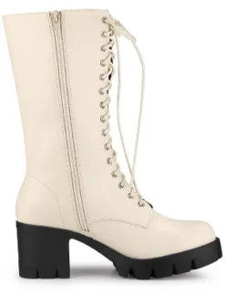 Allegra K Women's Lace Up Platform Chunky Heel Mid Calf Boots -Allegra K GUEST 8c4ed561 1fb6 4f22 8b63 2d41a56977aa