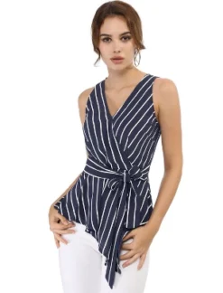 Allegra K Women's Sleeveless V Neck Tie Waist Asymmetric Hem Wrap Peplum Tank Tops -Allegra K GUEST 8d0a4e00 9b87 4eea 9a01 cac795072a9f