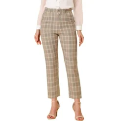 Allegra K Women's Plaid High Waist Elastic Back Office Work Ankle Pants -Allegra K GUEST 8d5b6baf 794c 4c72 ad9b 8d8692422a49