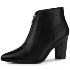 Allegra K Women's Pointed Toe Front Zip Chunky Heel Ankle Boots 13 Allegra K Women's Pointed Toe Front Zip Chunky Heel Ankle Boots -Allegra K GUEST 8d9d1d71 6957 4ad0 a460 27903103e975